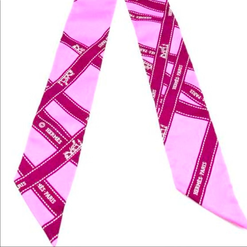 Hermes logo ribbon twilly authentic. 100% silk. I no longer have the box—RARE—